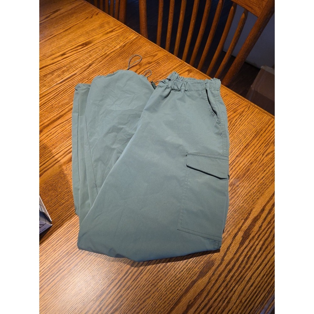 New Ladies M Love Tree Green Cargo Wide Leg Utility Pants Light Nylon Camp